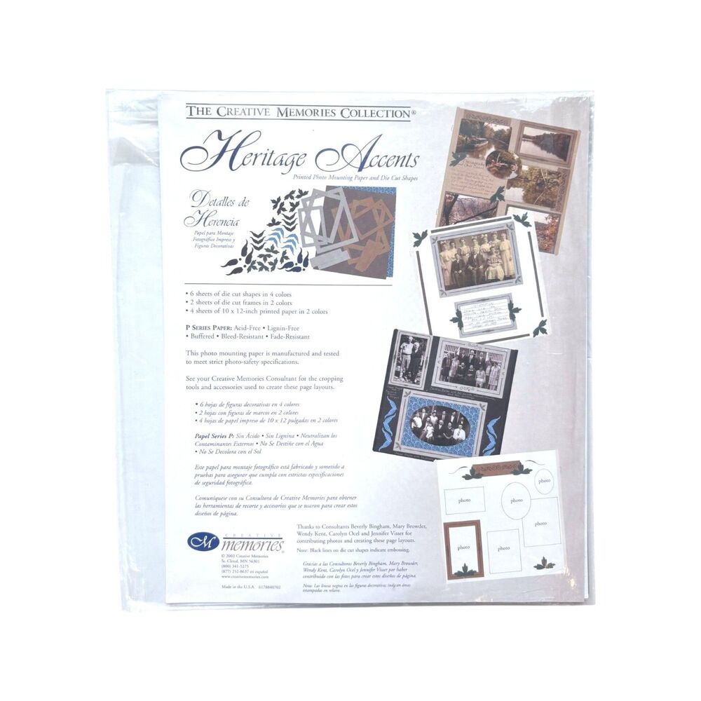 HERITAGE ACCENTS Creative Memories Paper & Die Cuts Pack * Page Enhancements NWT